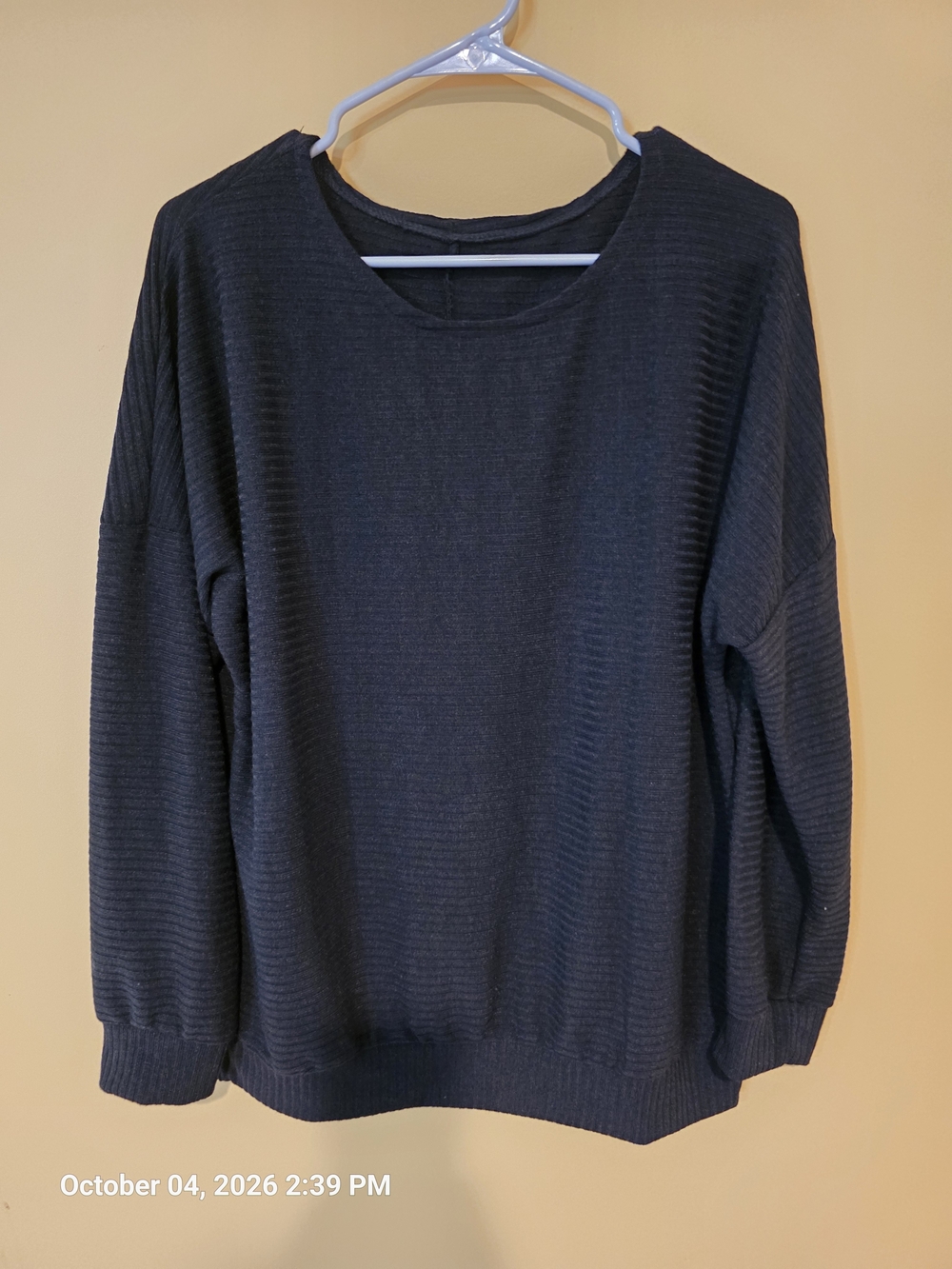 Women's Black Ribbed Crewneck Sweater